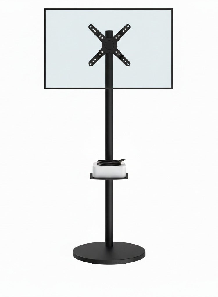 BEETEC Mobile Monitor Stand for 14"–40" Screens, VESA 200x200mm, 12kg Load Capacity, Adjustable Height, Tilt, Swivel & Rotation, with Wheels and Storage Tray, Black | TF-FMS801B - Image 1